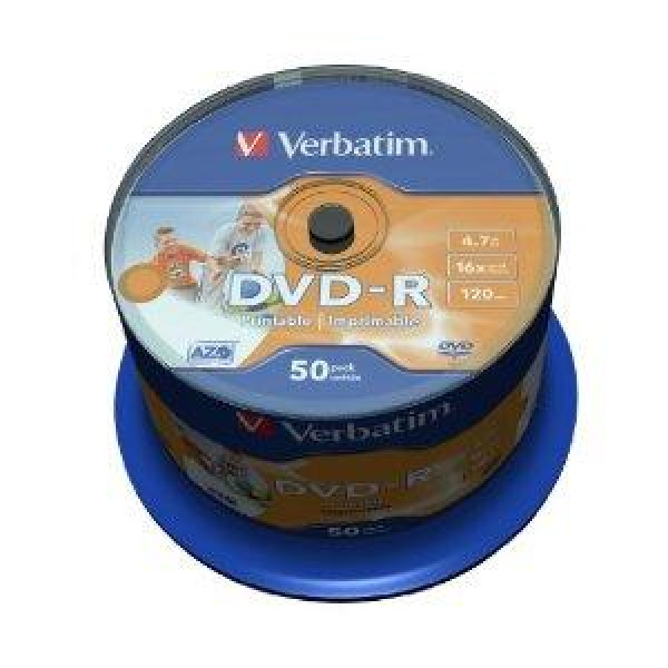 DVD-R Verbatim 16x 4.7GB printable cake box 50 τεμ.
