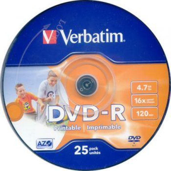 DVD-R Verbatim 16x 4.7GB printable cake box 25 τεμ.