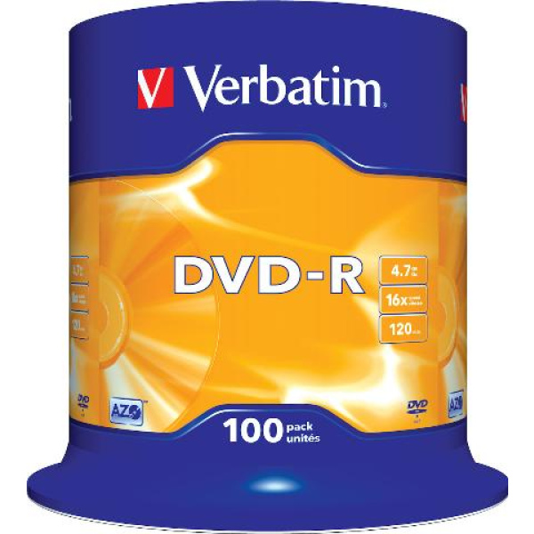 DVD-R Verbatim 16x 4.7GB cake box 100 τεμ.