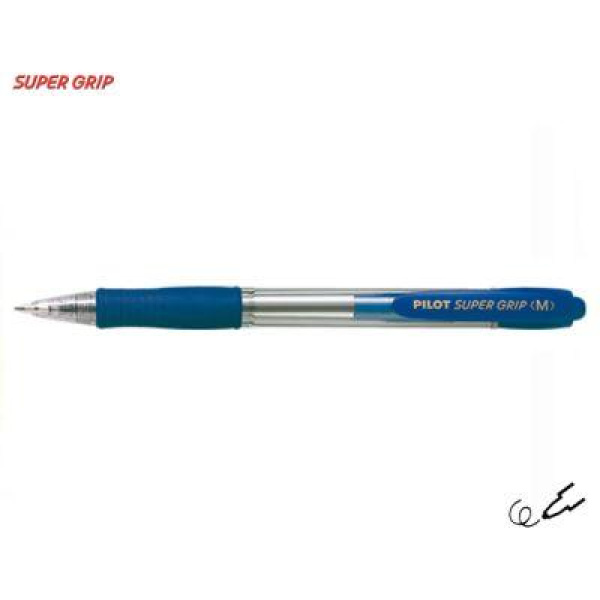 Στυλό Pilot διαρκείας super grip medium 1.0mm  με κλικ grip μπλε