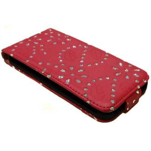 Θήκη κινητού για Samsung S4 πορτοφόλι με στρασάκια red