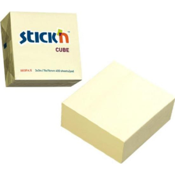 Αυτοκόλλητος κύβος Stick’n 76x76mm κίτρινος 400 φύλλα